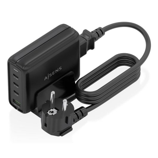 Chargeur de bureau Aisens ASCH-140W4P056-BK GaN 140W 3xUSB-C PD3.1 1xUSB-A QC3.0 Noir