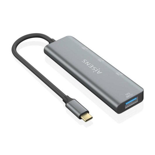 Hub AISENS 4 puertos 10Gbps USB 3.2 Gen2 modelo A109-0764 Gris ultra compacto