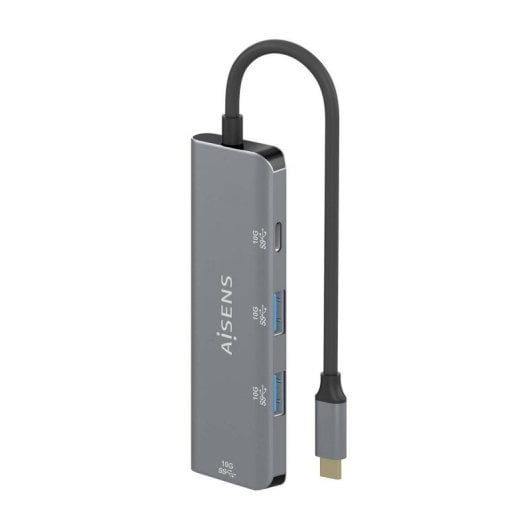 Hub AISENS 4 puertos 10Gbps USB 3.2 Gen2 modelo A109-0764 Gris ultra compacto