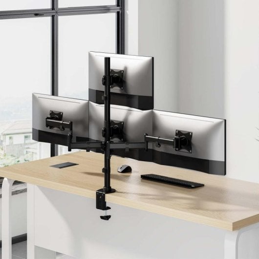 Soporte de monitor AISENS DT27TSR-379 para 4 monitores 13-27” giratorio, inclinable, VESA 100x100mm, 8kg por brazo, acer