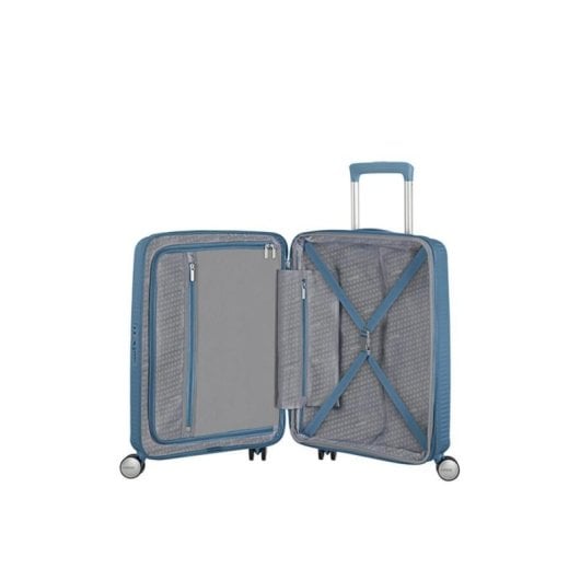 Mala de Cabine American Tourister SoundBox Expandível 4 Rodas Azul Stone Blue