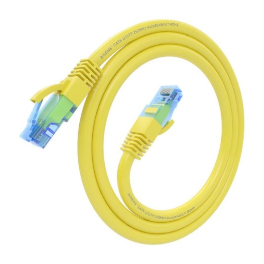 Cable de red AISENS A135-0832 Cat.6 UTP AWG26 CCA 75cm Amarillo 1000Mbps RoHS