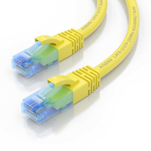 Cable de red AISENS A135-0832 Cat.6 UTP AWG26 CCA 75cm Amarillo 1000Mbps RoHS