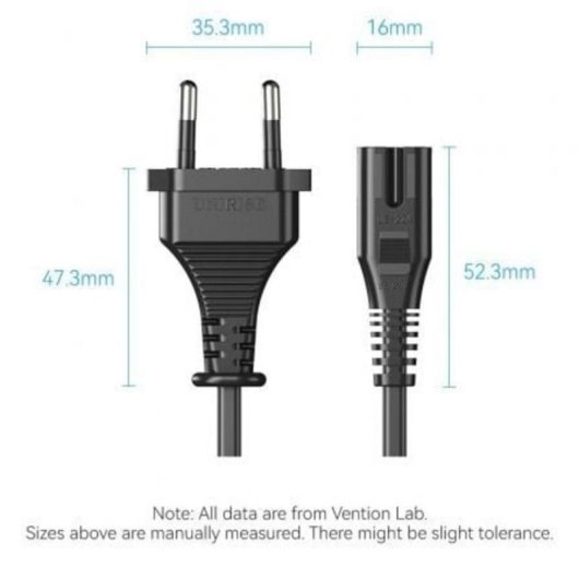 Cable alimentación Vention ZCLBAC CEE7/16 macho a C7 hembra 1.8m 250V 2.5A Negro