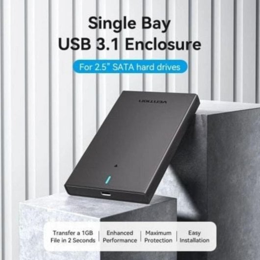 Externe Festplattenbox 2,5 Zoll Vention KPBB0 USB 3.1 Gen 2-C ABS Schwarz Werkzeuglos