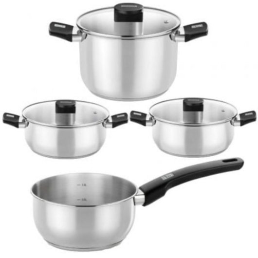 Batería de Cocina Monix Elite M240001 Acero Inoxidable Inducción 4 piezas