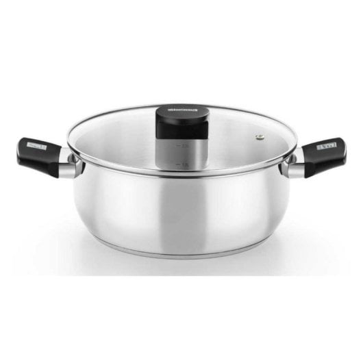 Cacerola Monix M240318 Acero Inoxidable 18/10 Ø18cm Apta Inducción Asas Baquelita Tapa Vidrio
