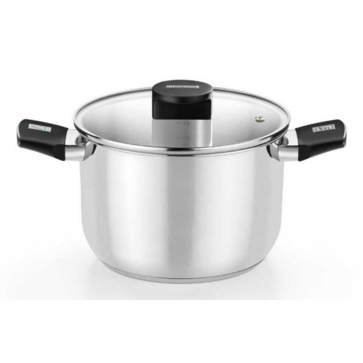 Olla Monix M240226 Acero Inoxidable 18/10 8L Fondo Inducción 26cm Tapa Vidrio