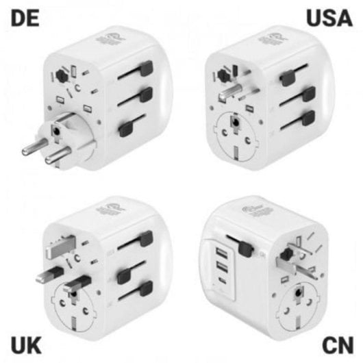 Adaptador Universal de Viaje Muvit For Change MCADP0006 2xUSB-A USB-C 15W Compatibilidad Mundial