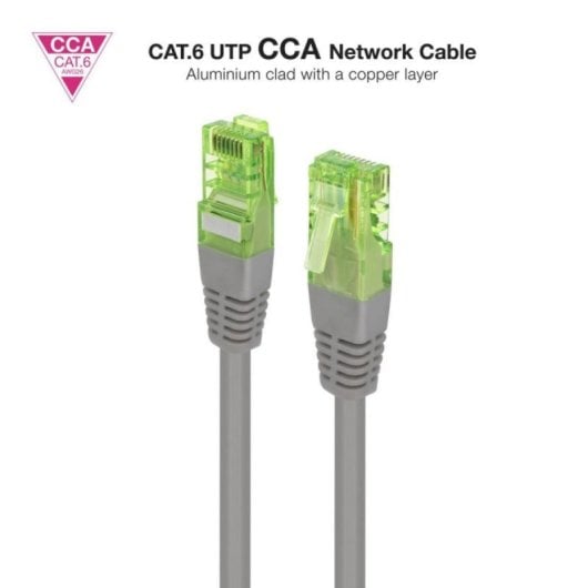 Cable de red Nanocable RJ45 CAT.6 UTP AWG26 CCA 30cm 10Gbps Gris
