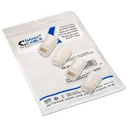 Conector RJ45 Nanocable Cat.5e 8 Hilos UTP Transparente 10 Unidades