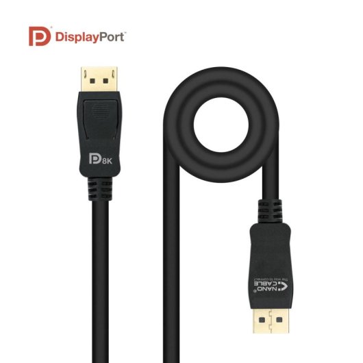 Cable DisplayPort Nanocable 10.15.2501-L150 1.5m Certificado 1.4 8K 32.4Gbps Negro