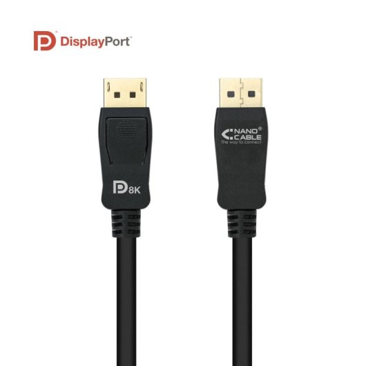 Cable DisplayPort Nanocable 10.15.2501-L150 1.5m Certificado 1.4 8K 32.4Gbps Negro