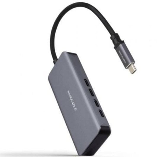 Hub Nanocable 4 puertos USB-C 5Gbps modelo 10.16.4504 aluminio 10cm gris Plug & Play