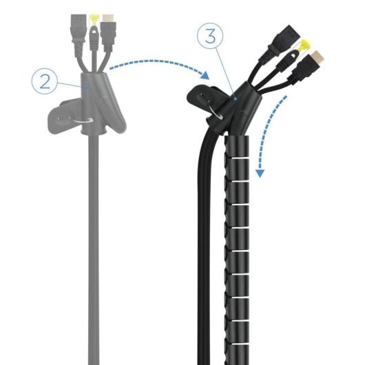 Organizador de Cabos Nanocable Spiraleflex 1m Preto Plástico Flexível
