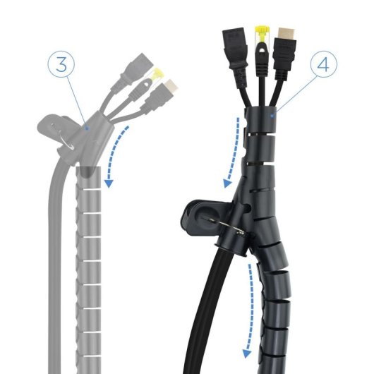 Organizador de Cabos Nanocable Spiraleflex 1m Preto Plástico Flexível
