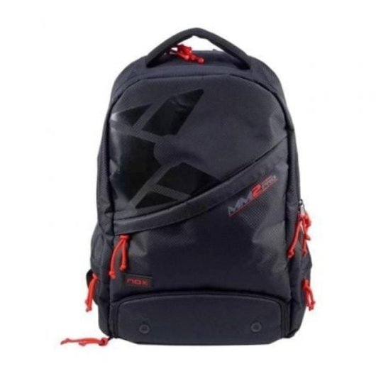 Mochila Nox MM2 Pro negra y roja compartimentos acolchados pala pádel diseño premium