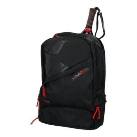 Mochila Nox MM2 Pro negra y roja compartimentos acolchados pala pádel diseño premium