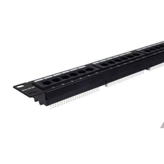 Patch Panel Phasak PU 2421 24 Puertos Cat.6A UTP RJ45 Dual 1U 19" Rack Aluminio Negro