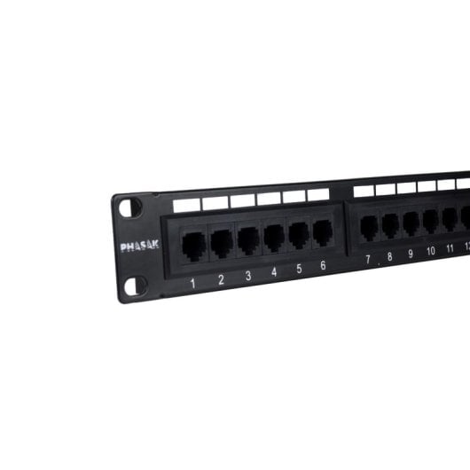 Patch Panel Phasak PU 2421 24 Puertos Cat.6A UTP RJ45 Dual 1U 19" Rack Aluminio Negro