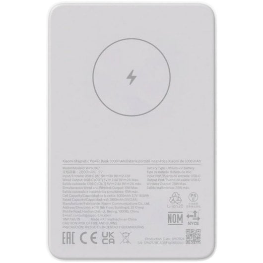 Powerbank Xiaomi Magnetic Power Bank 5000mAh 18,5Wh USB-C Schnellladung Weiß