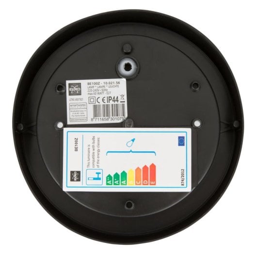 Aplique exterior Smartwares BE100Z E27 IP44 redondo 60W resistente plástico negro
