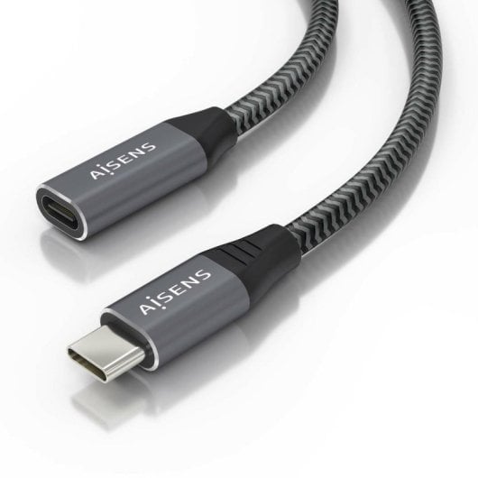 Cable USB Aisens A107-0761 USB-C Macho a Hembra 1.5m 20Gbps 100W 8K Gris