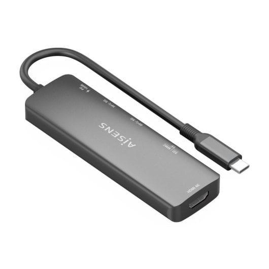 Docking USB-C AISENS ASUC-5P011-GR 1xHDMI 2xUSB-A USB-C PD 100W SD MicroSD Gris 15cm