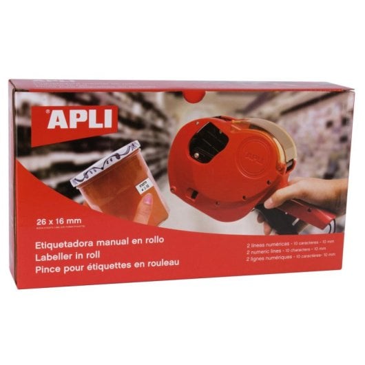 Etiquetadora Apli 101419 Manual 2 Líneas Rollo 26x16mm Rojo/Negro con 2 Tintas