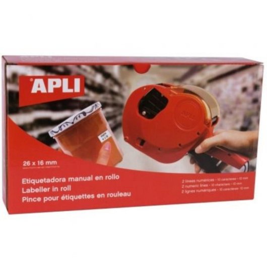 Etiquetadora Apli 101419 Manual 2 Líneas Rollo 26x16mm Rojo/Negro con 2 Tintas