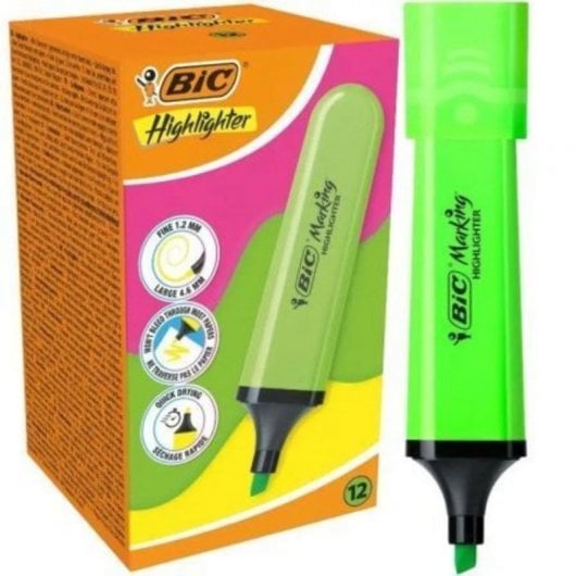 Marqueur BIC Highlighter Neón Vert - 12 Unités - Marqueurs Plat