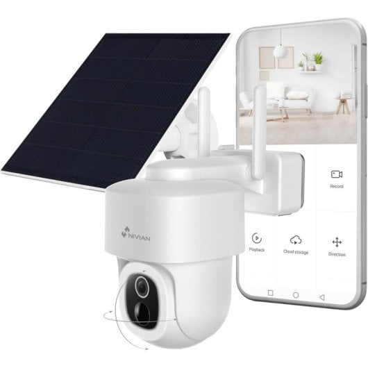 Camera WiFi Nivian NVS-IPC-08-BATSOLAR-L 2K Motorisé Extérieur avec Batterie et Panneau Solaire