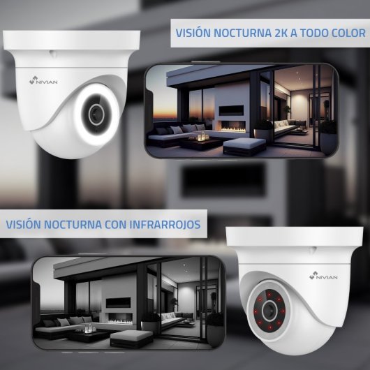 Câmara Vigilância Motorizada Nivian 2K WiFi Deteção Movimento Áudio Bidirecional