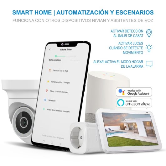 Câmara Vigilância Motorizada Nivian 2K WiFi Deteção Movimento Áudio Bidirecional