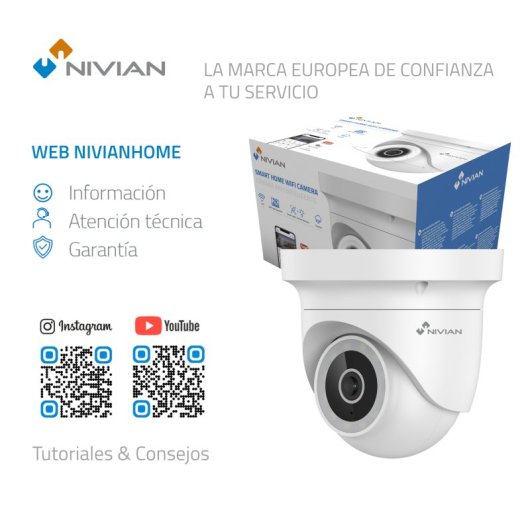 Câmara Vigilância Motorizada Nivian 2K WiFi Deteção Movimento Áudio Bidirecional