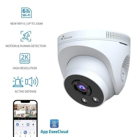 Videocamere di sorveglianza Nivian NV-DOM30-W6 2K Visione Notturna Interna Rilevamento IA Audio Bidirezionale