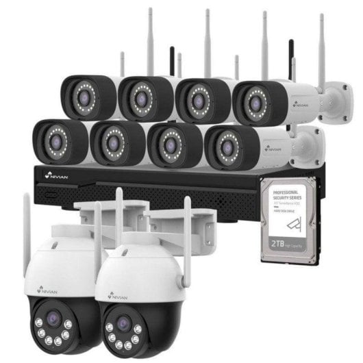 Caméra de surveillance Nivian Kit CCTV 2K Vision Nocturne Intérieur et Extérieur IA Audio Bidirectionnel