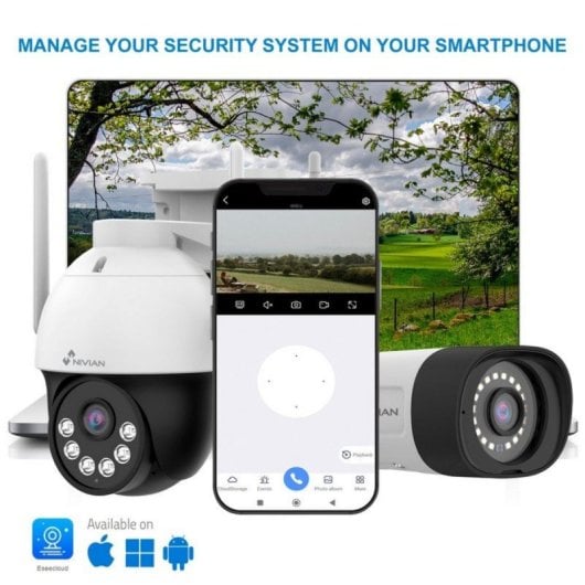 Kit de vidéosurveillance professionnel Nivian 2K, 10 caméras Wi-Fi, vision nocturne AI, double 16 canaux H.265+, 2 To