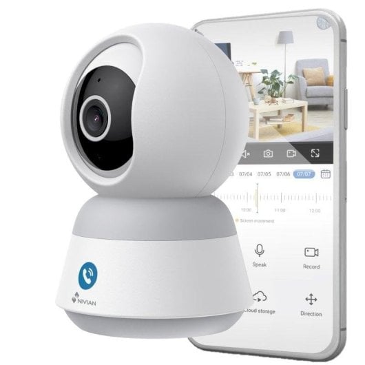 Caméra de surveillance Nivian NVS-IPC-IS6-CALL Quad HD Vision Nocturne Intérieure IA Contrôle Vocal Audio Bidirectionnel