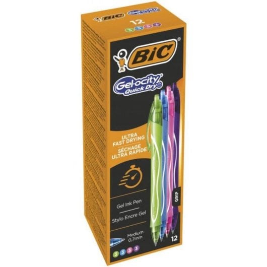 Caneta Gel Retrátil BIC Gel-ocity Quick Dry 0,7mm Cores Modernas Pacote 12