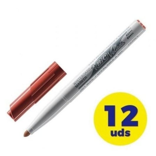 Rotulatore per Lavagna BIC Velleda 1741 Rosso Punta Rotonda 1,4 mm 12 pezzi