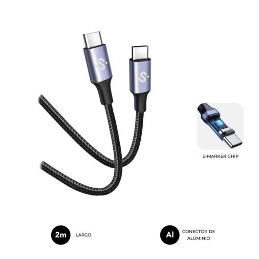 Câble USB-C SUBBLIM PLUS 100W 2m Charge Rapide Compatible iPhone 15 et MacBook Pro