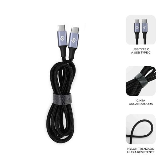 Câble USB-C SUBBLIM PLUS 100W 2m Charge Rapide Compatible iPhone 15 et MacBook Pro
