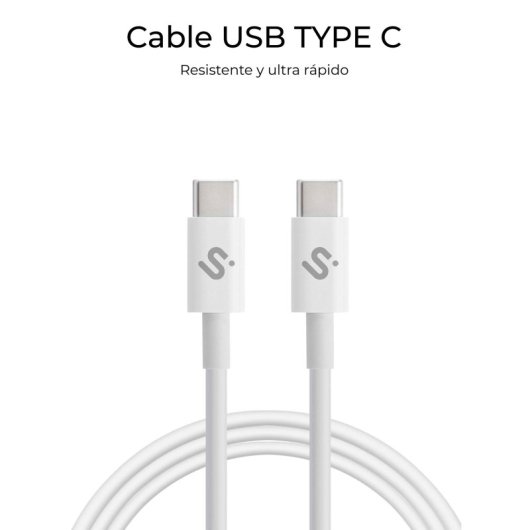 USB-C Kabel Subblim PLUS 100W PD 3.0 QC 3.0 1m Nylon Weiß USB 2.0 480Mbps USB-C zu USB-C