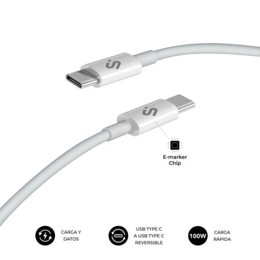 USB-C Kabel SUBBLIM PLUS 100W 2m Weiß Schnellladen Datenübertragung