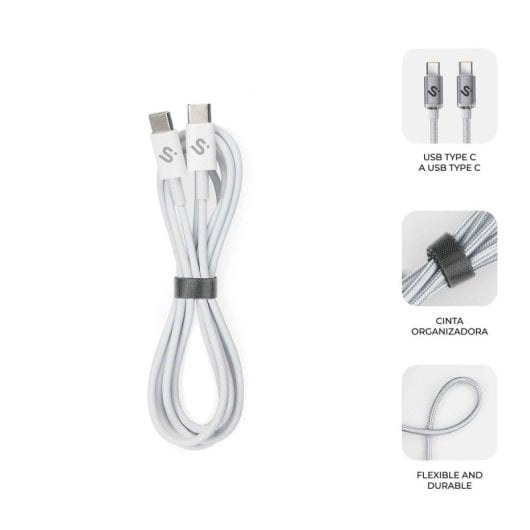 USB-C Kabel SUBBLIM PLUS 100W 2m Weiß Schnellladen Datenübertragung