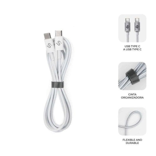 USB-C Kabel Subblim PLUS 100W 2m Weiß E-Marker Nylon 480Mbps
