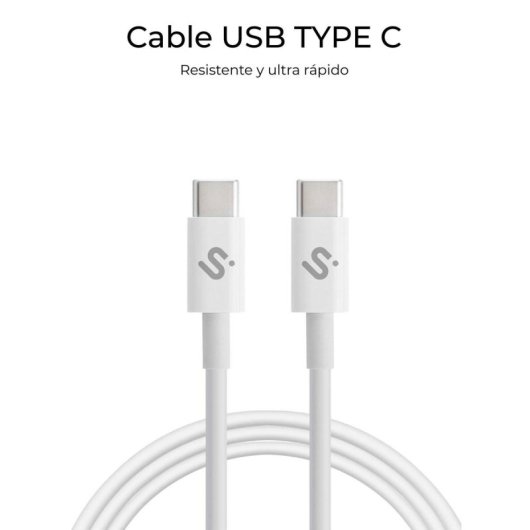 USB-C Kabel SUBBLIM PLUS 100W 2m Weiß Schnellladen Datenübertragung