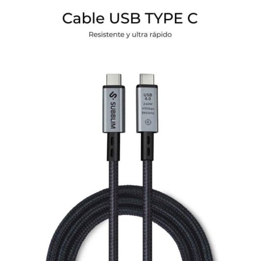 Kabel Subblim HIGH USB4.0 240W 1,5m 40Gbps 8K Nylon Aluminium E-Marker