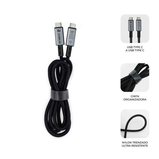 Kabel Subblim HIGH USB4.0 240W 1,5m 40Gbps 8K Nylon Aluminium E-Marker